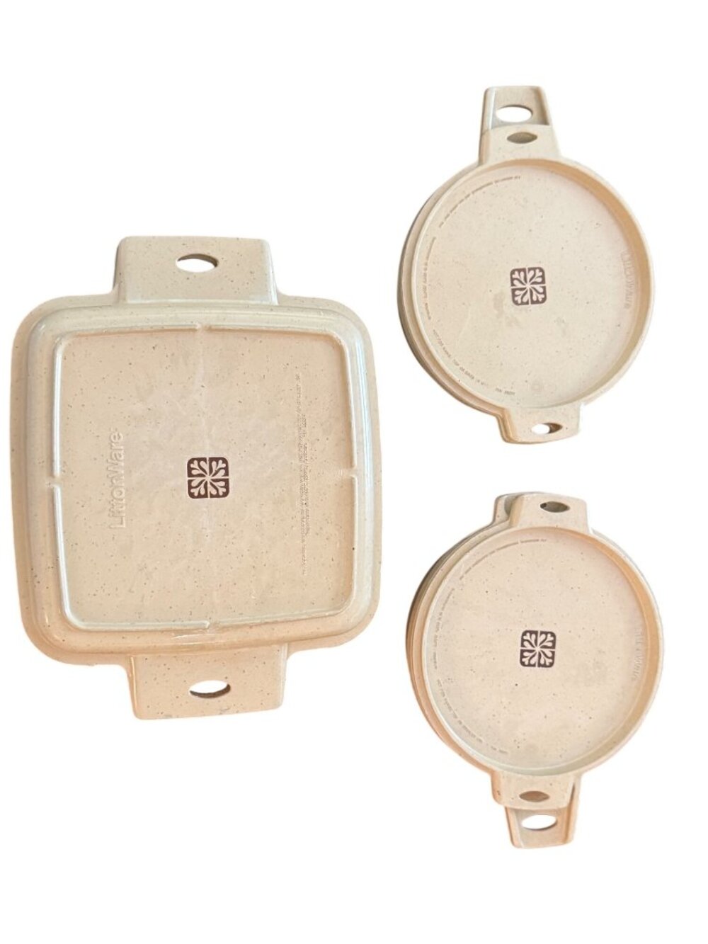 Vintage LintonWare Divided Serving Tray Set Beige Melamine Plates Mid Century